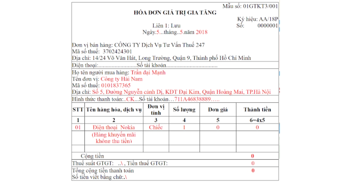 Hướng dẫn lập hóa đơn quà tặng không thu tiền đúng quy định