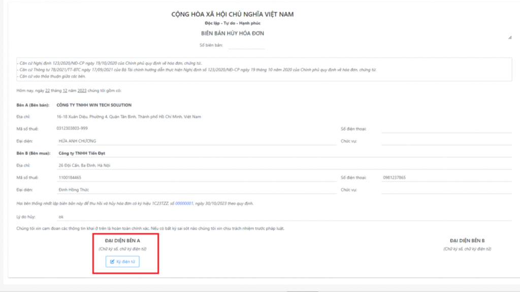 Cách hủy hóa đơn điện tử đã kê khai chi tiết, chuẩn xác