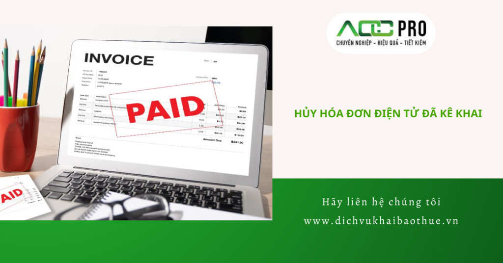 Huy hoa don dien tu da ke khai